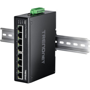 TRENDnet TI-E80 8-Port Ethernet Switch, 8 fast ethernet ports, 1.6 Gbps switching capacity, DIN-rail/wall mount